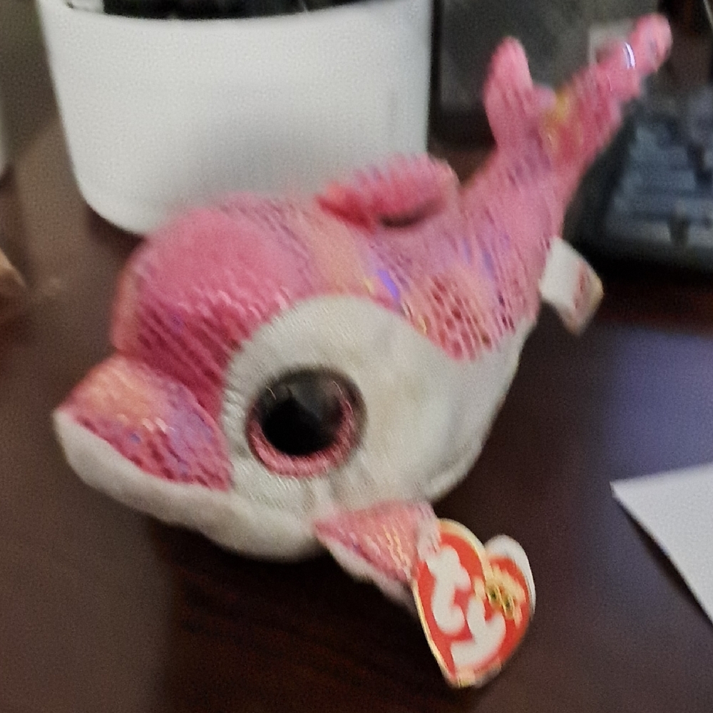 Pink and White Sequin Whale Plush